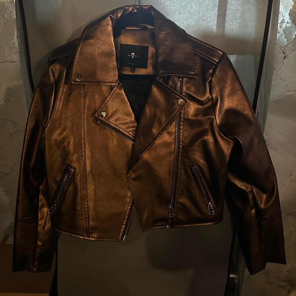 7 For All Mankind Metallic Leather Jacket